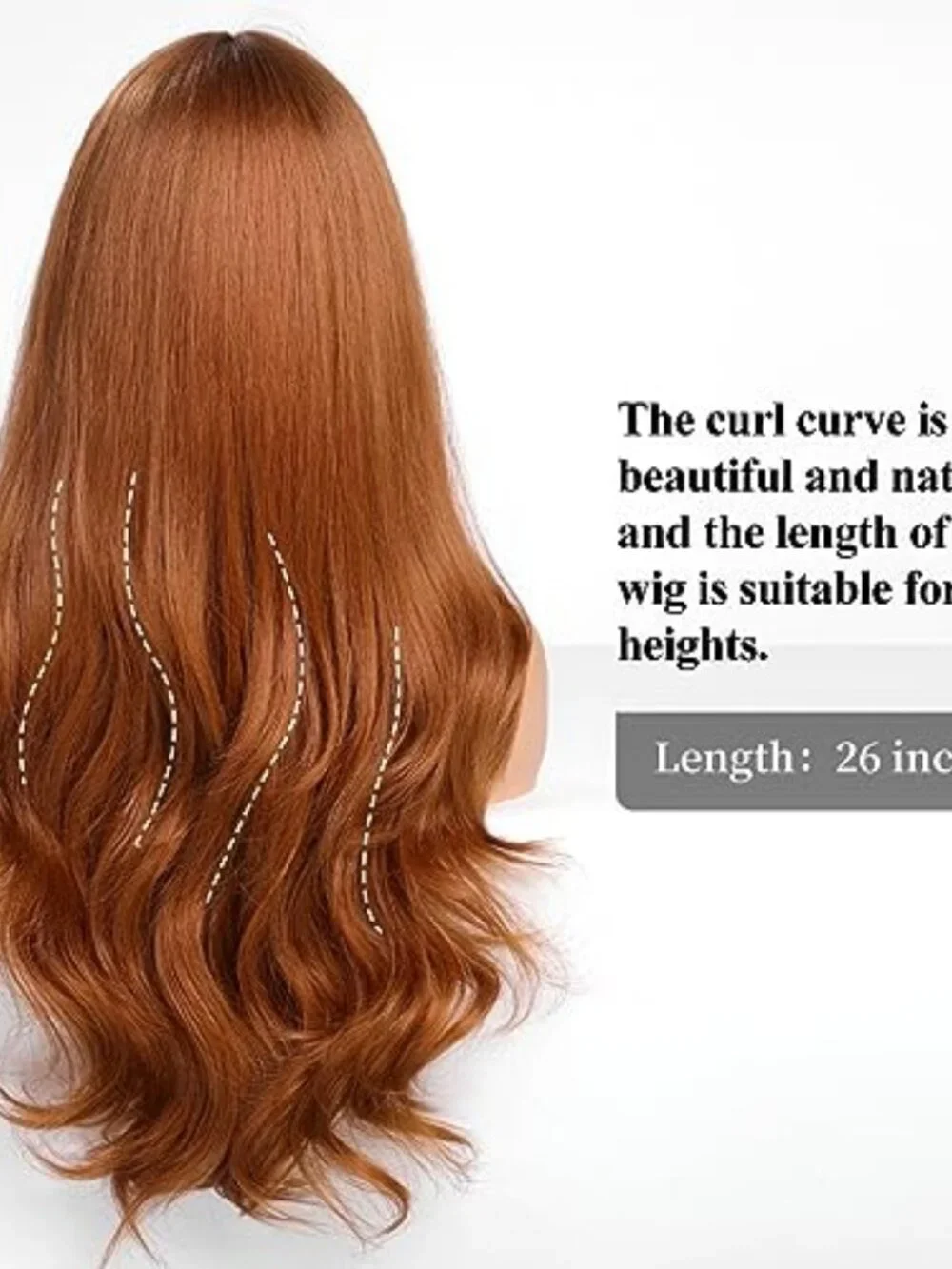 Auburn Wig with Bangs for Women Auburn Long Wavy Hair Wig Curly Wavy Synthetic